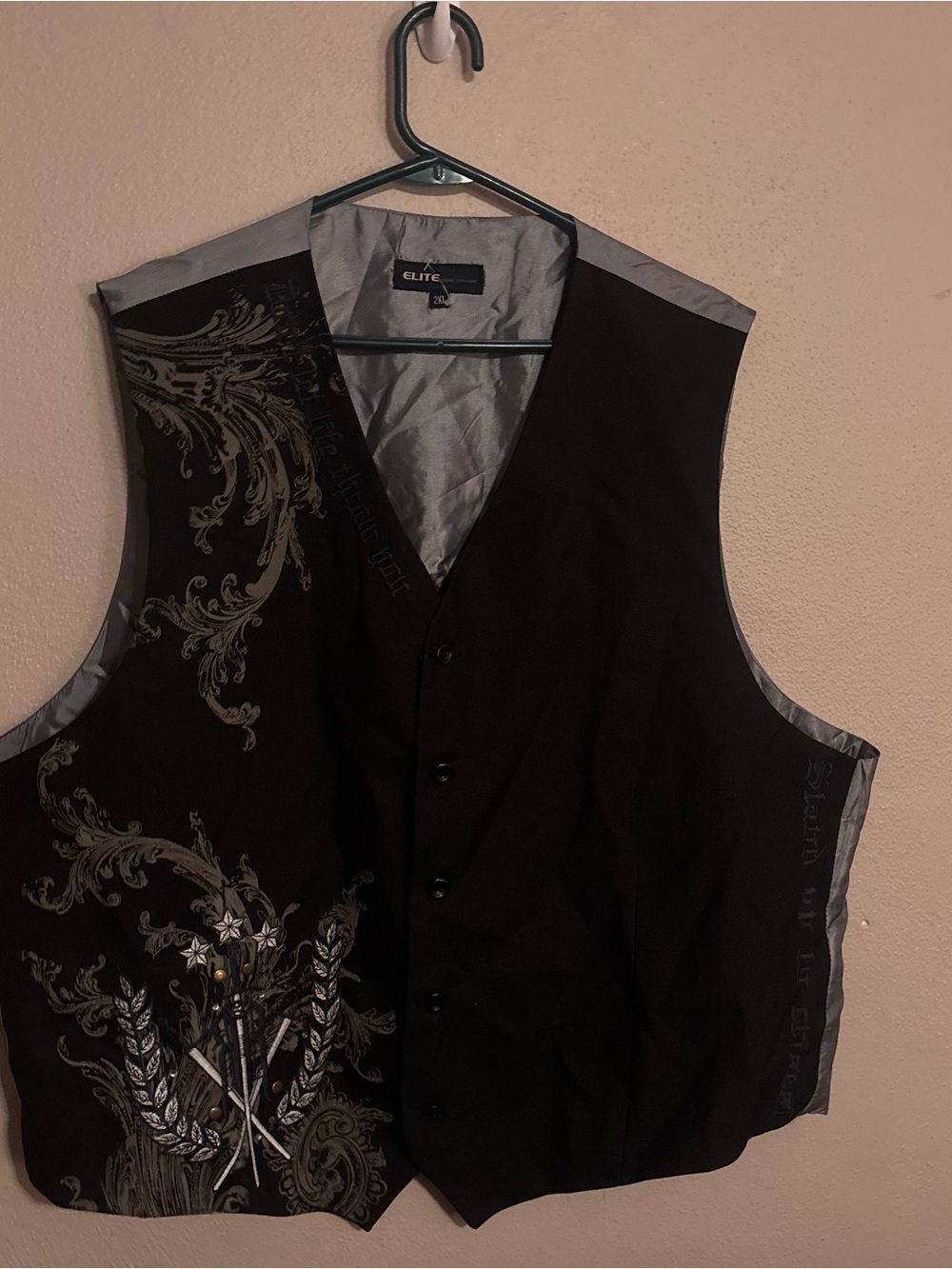 Elite Eddie Domani Gothic Embroidered Vest Men’s 2XL Y2K Rock Revival NWT
